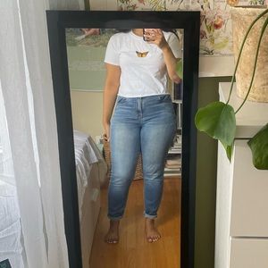 White butterfly crop top